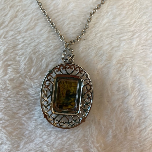 Pendant Necklace Silver Tone with Brown Stone - Picture 4 of 5